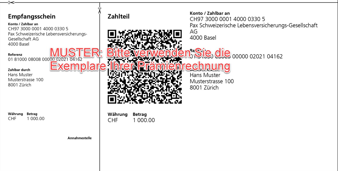 Einzahlungsschein mit QR-Code