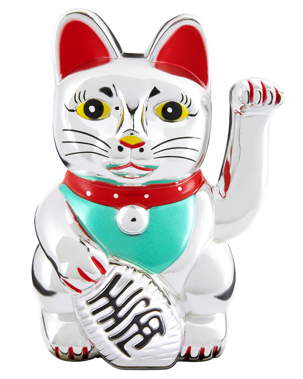 Maneki-neko ist eine Winkekatze und ist ein beliebter japanischer Glücksbringer und Talisman in Gestalt einer aufrecht sitzenden Katze, die den Betrachter mit ihrer rechten oder linken Pfote herbeiwinkt.