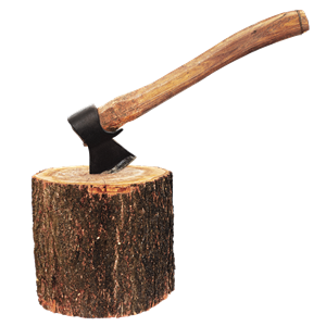 Axt mit Holzblock