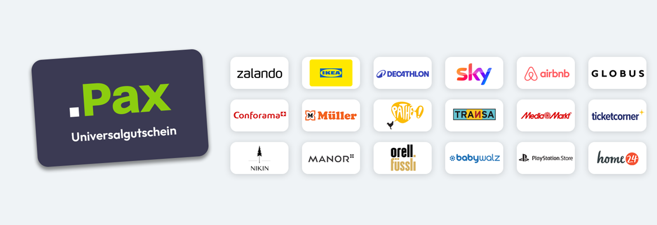 Darstellung eines Gutscheins mit vielen dazugehörigen Brands, wie Zalando, IKEA, und viele mehr.