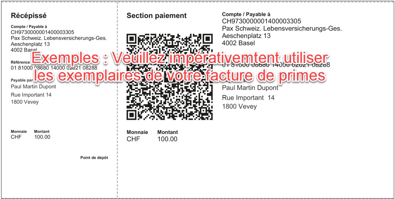 Bulletin de versement avec code QR