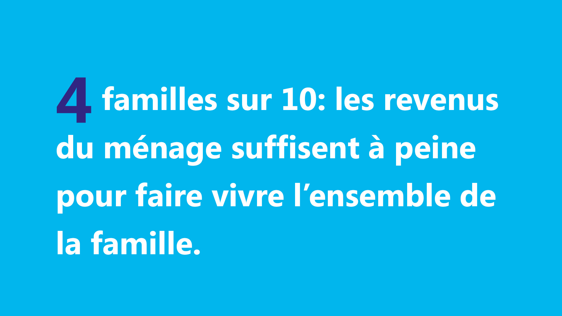 4 familles sur 10: les revenus du ménage suffisent à peine pour faire vivre l'ensemble de la famille 