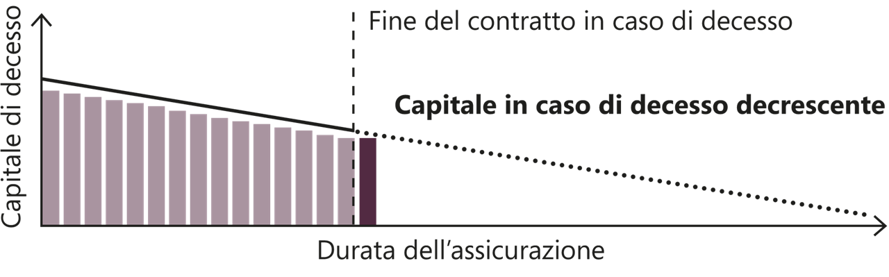 Grafica capitale in caso di decesso decrescente